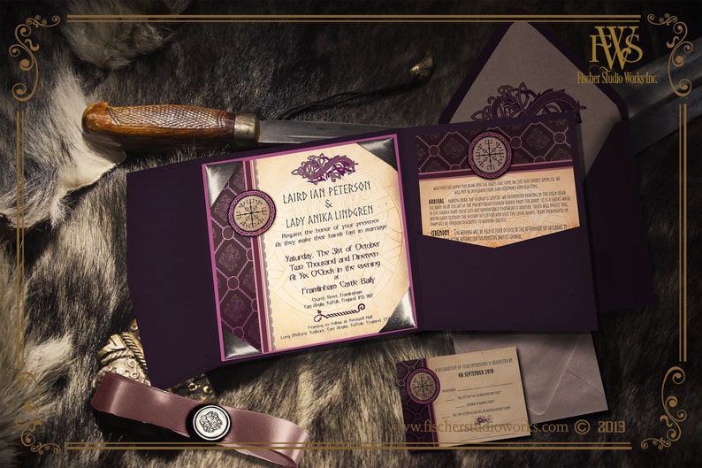 Medieval Norse Viking Wedding Invitation Set Etsy