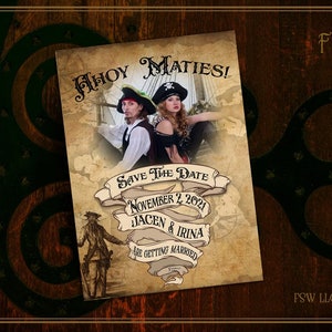 Pirate style Save the Date Postcard