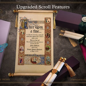 Medieval Wedding Invitation Scroll-rolled with scroll rods image 5