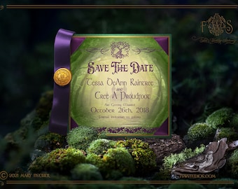 Enchanted Forest Magical Woodland Wedding Invitations-Panel style SAVE THE DATE Card