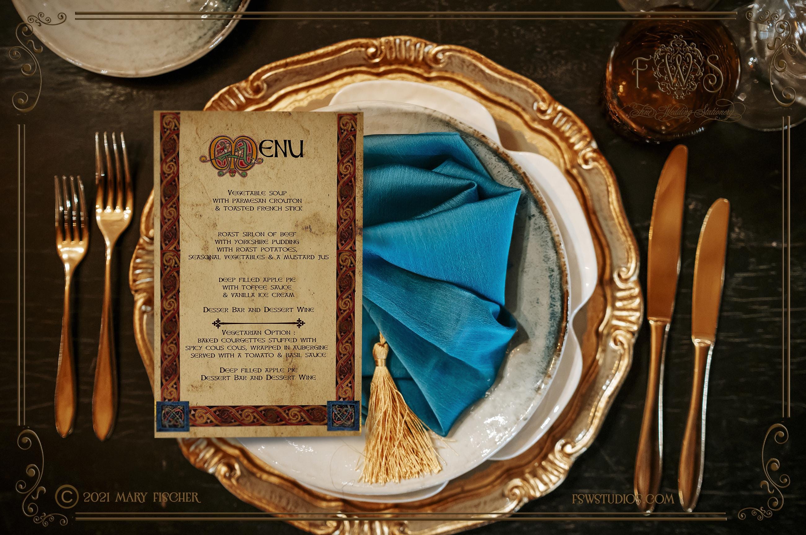 Medieval Book of Kells Wedding Feast Party Menus - Etsy