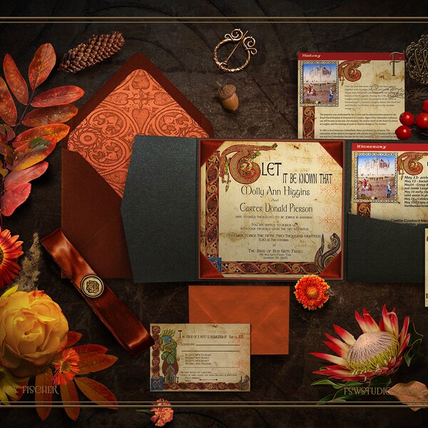 Invitación de boda de estilo medieval del Libro de Kells
