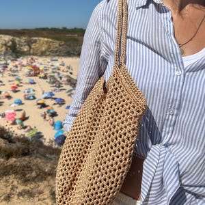 Boho Tragetasche - Leichte Boho Strandtasche, handgefertigte Häkeltasche, Boho Markttasche - Perfekter Urlaub & Geschenk für sie, Alltagstasche