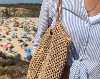 Handmade Crochet Beach Tote Bag: Lightweight Boho Market Bag
