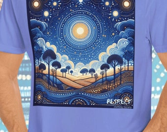 Original design | "Blue Moon" T-shirt | Unique creative and stylish gift |  100% cotton tee | Vibrant Australian dot art