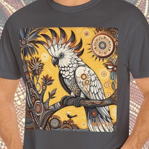 Original Cockatoo T-shirt Unique Creative Stylish Animal Wildlife Bird Lover Gift Tee Quality 100% Natural Cotton Tee Australian Dot Art Tee