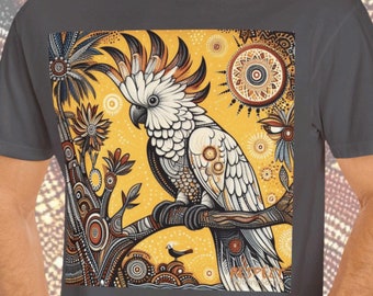 Cockatoo T-Shirt | Quality 100% Cotton Tee | Original Design | Unique Gift | Bird Lovers Tees | Australian Dot Art | Birder