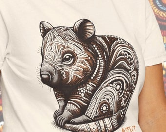 Wombat T-Shirt | Quality 100% Cotton Tee | Original Design | Unique Gift | Animal Lovers Tees | Australian Dot Art