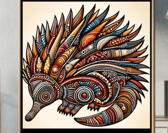 Echidna Aboriginal Dot Art for Framed Picture Wall Poster or Canvas Original Indigenous Dot Art Designed in Australia Digital Download