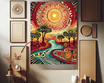 Aboriginal art wall poster, Australian dot art. Wall art poster. Wall Hanging. Original fine art prints. Designed in Australia. Printed art.
