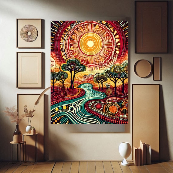 Aboriginal art wall poster, Australian dot art. Wall art poster. Wall Hanging. Original fine art prints. Designed in Australia. Printed art.