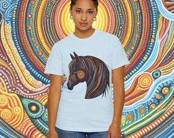 Horse Lovers T-Shirt | Quality 100% Cotton Tee | Original Design | Unique Gift | Animal Lovers Tees | Australian Dot Art | Brumby