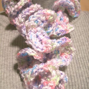 Soft Scarf  Crocheted  Hyperbolic Ruffles Candy Necklace Color One of A Kind