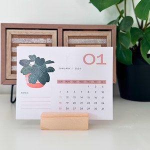 2026 Mini Desk Calendar with Stand, Houseplant Mini Desk Calendar 2026, 12 Month Calendar, Teacher Gift, Stocking Stuffer, Co-worker Gift