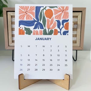 2026 Abstract Floral Mini Desk Calendar with Stand