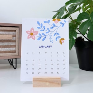 2026 Mini Desk Calendar with Stand, Floral Branch Desk Calendar 2026, 12 Month Calendar, Teacher Gift, Stocking Stuffer, Co-worker Gift