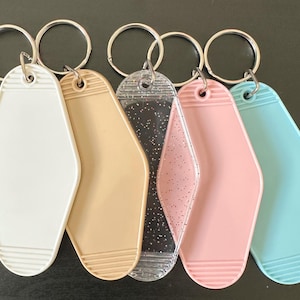 Motel keychain blank, motel keychain, keychain blank, white keychain blank, silver jump ring, clear keychain blanks