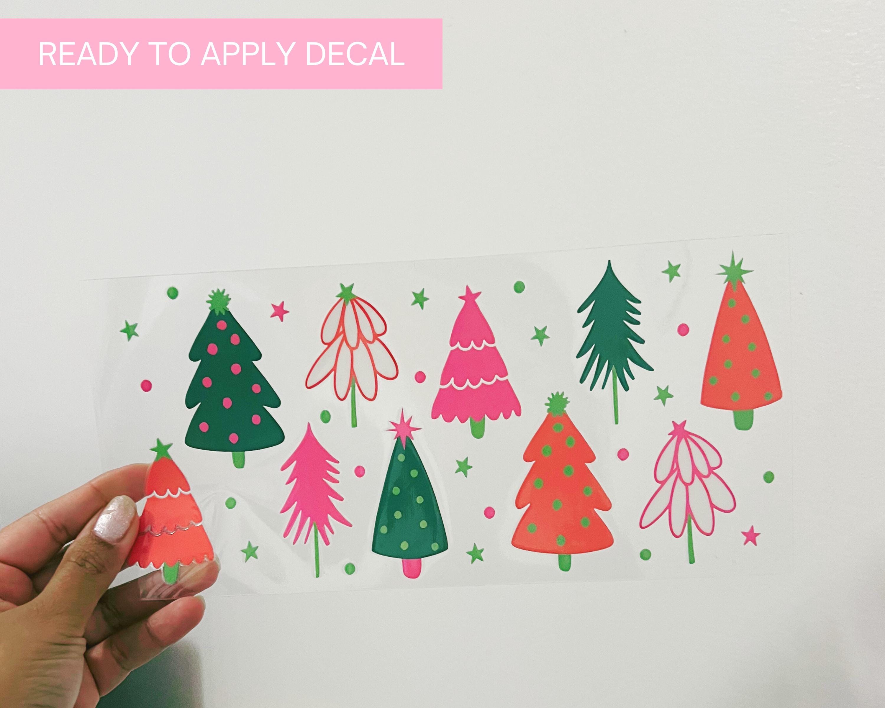 Christmas Tree UV DTF Cup Wrap 16oz, Christmas Wrap Cup Decal Sticker, Waterproof, Easy Apply, Ready to Ship, Premium Uv dtf wrap