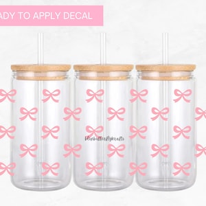 Laços rosa coquete uv dtf, mini laços rosa UV DTF Cup Wrap 16oz, Adesivo decalque de copo feminino, Laços podem envolver copos, Laços da moda Uvdtf, Copo de dia dos namorados