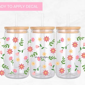 Spring Floral UV DTF Cup Wrap 16oz, Spring flower Cup Decal Sticker, Waterproof, Easy Apply, No Heat, Ready to Ship, Premium Uv dtf wrap