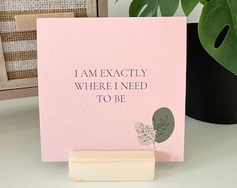 Positive Daily Affirmation Cards with Wood Holder, Inspirational Quotes with Stand, Women's Desk Accessory, Office Decor, Manifestation Card