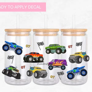 Monster Truck UV DTF Cup Wrap 16 Unzen, Auto Wrap Cup Aufkleber Aufkleber, wasserdicht, einfach anzuwenden, versandfertig, Premium Uv dtf wrap, versandfertig