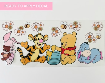 UV DTF adhesive yellow bear, cup wrap for 16oz, Premium Uv dtf Starbucks wrap, Uv Dtf Wrap Decal, Waterproof, Easy Apply, winnie uv dtf