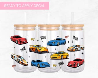 Race Car UV DTF Cup Wrap 16oz, Car Wrap Cup Decal Sticker, Waterproof, Easy Apply, Ready to Ship, Premium Uv dtf wrap, Ready to ship