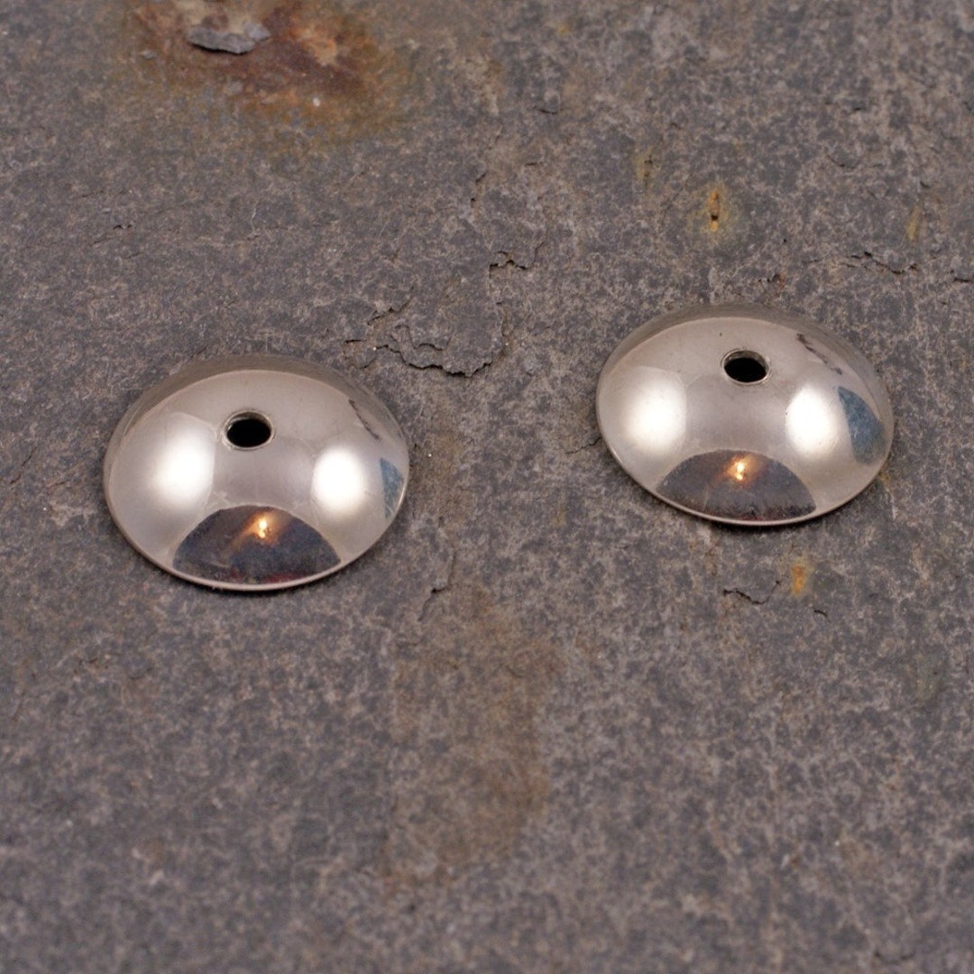 Pair of Ethical Sterling Silver Extra Large Bead Caps / Cups 13mm Plain