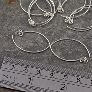 five pairs of handmade ethical sterling silver long wishbone earwires image 3