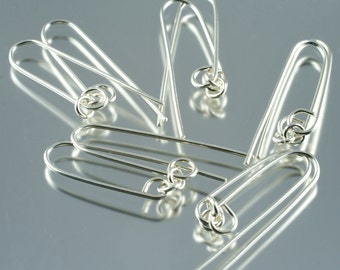 five pairs of handmade eco sterling silver earwires - paperclip style