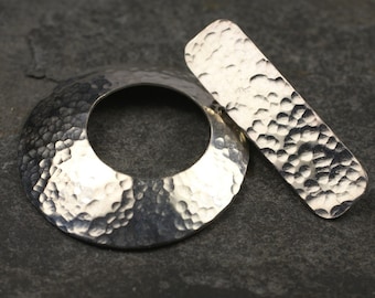 Handmade ethical sterling silver toggle clasp hammered texture