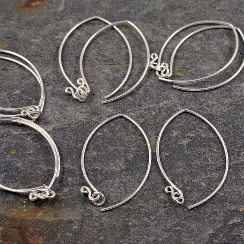 five pairs of handmade ethical sterling silver long wishbone earwires image 1