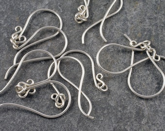 five pairs of handmade ethical sterling silver earwires - classic swan hook