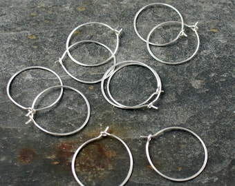 five pairs of handmade sterling silver ear hoops - 15 or 20mm diameter