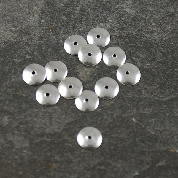 plain sterling silver bead caps - 6.25mm (small) - pack of 12