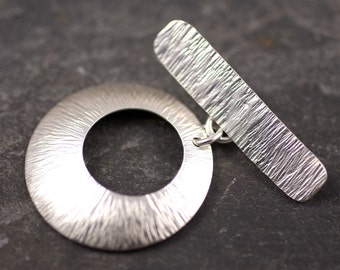 Handmade sterling silver toggle clasp starburst texture