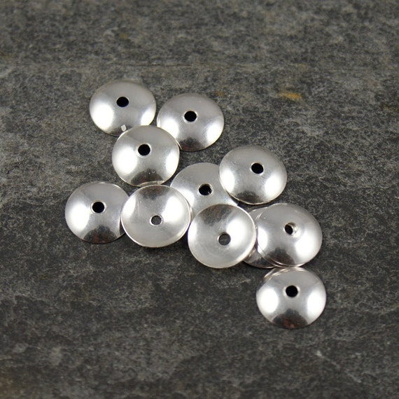 Plain sterling silver bead caps 9mm medium pack of 12 | Etsy