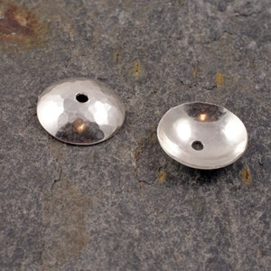 Pair of Sterling Silver Extra Large Bead Caps / Cups 13mm Hammered ...
