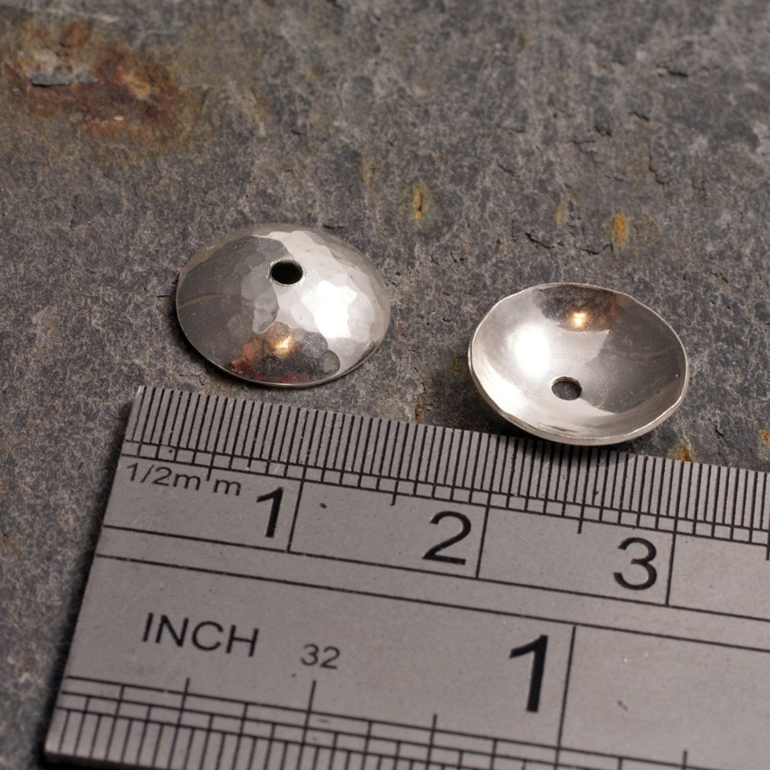 Pair of Sterling Silver Extra Large Bead Caps / Cups 13mm Etsy