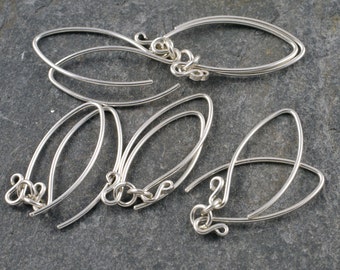 five pairs of handmade ethical sterling silver earwires - mini- v (wishbone) shape