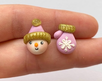 Snowman Earrings: Handmade Polymer Clay Christmas Jewelry
