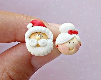Mr and Mrs Claus Christmas Earrings, Funny Christmas Gift