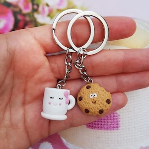 Cookie and Tea Best friend Keychain set, Matching Gift for best friends