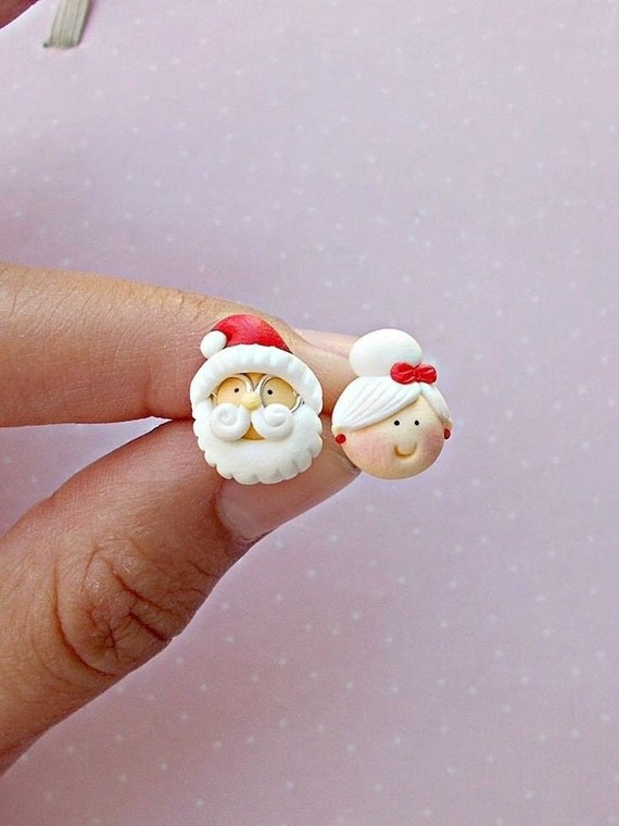 Mr and Mrs Claus Christmas Earrings, Funny Christmas Gift