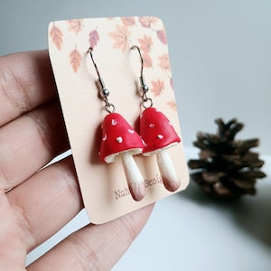 Mushroom Earrings, Christmas Gift