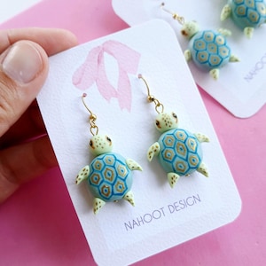 Turtle Earrings, Summer Dangle Earrings, Sea Animals Earrings