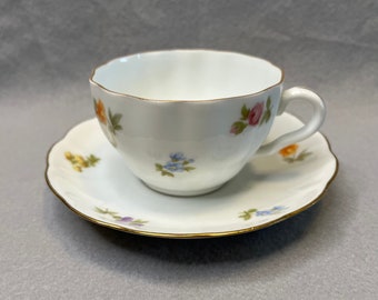 Floral Tea Cup And Saucer, Delicate Flowers Fine China Teacup Saucer, Finland Arabia China