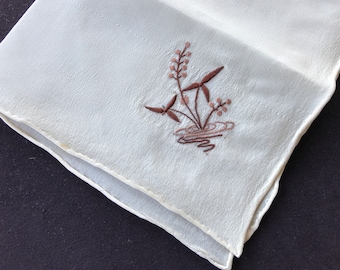 Vintage Silk Cream Colored Handkerchief