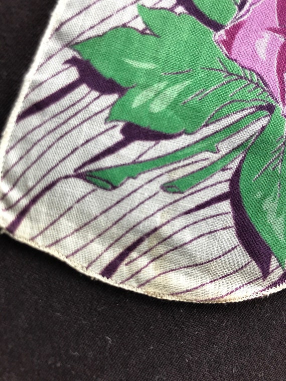 Vintage Purple Roses Handkerchief, Floral Hankie - image 6